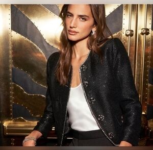 L'Agence Zell Sequined Tweed Jacket $895 Size 2 NWOT